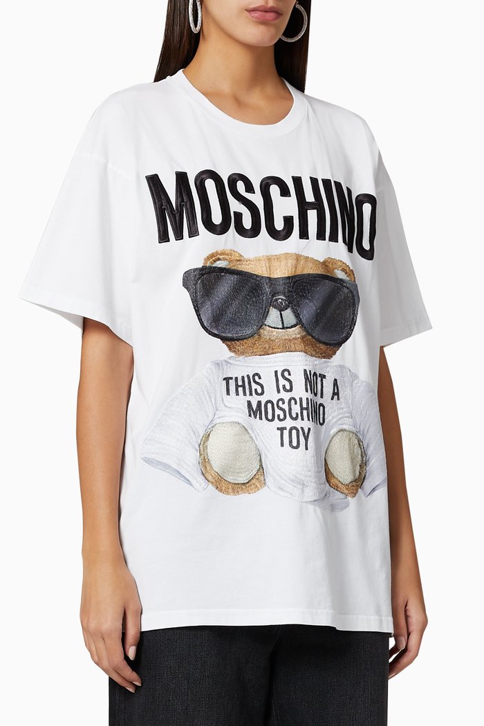 

Oversized Teddy Bear Cotton T-Shirt, White