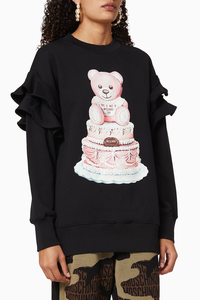 

Cake Teddy Bear Cotton Sweatshirt, Black
