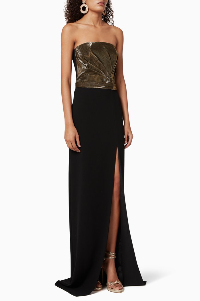 

Strapless Crepe Gown, Multicolour