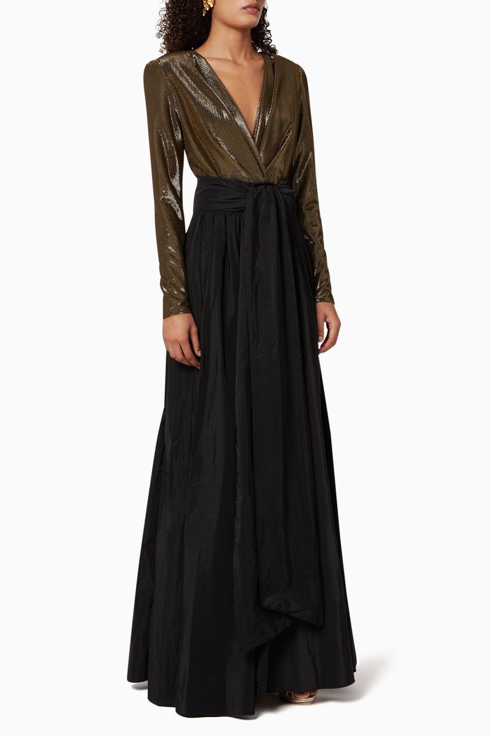 

Contrast Bodice Tafetta Gown, Multicolour