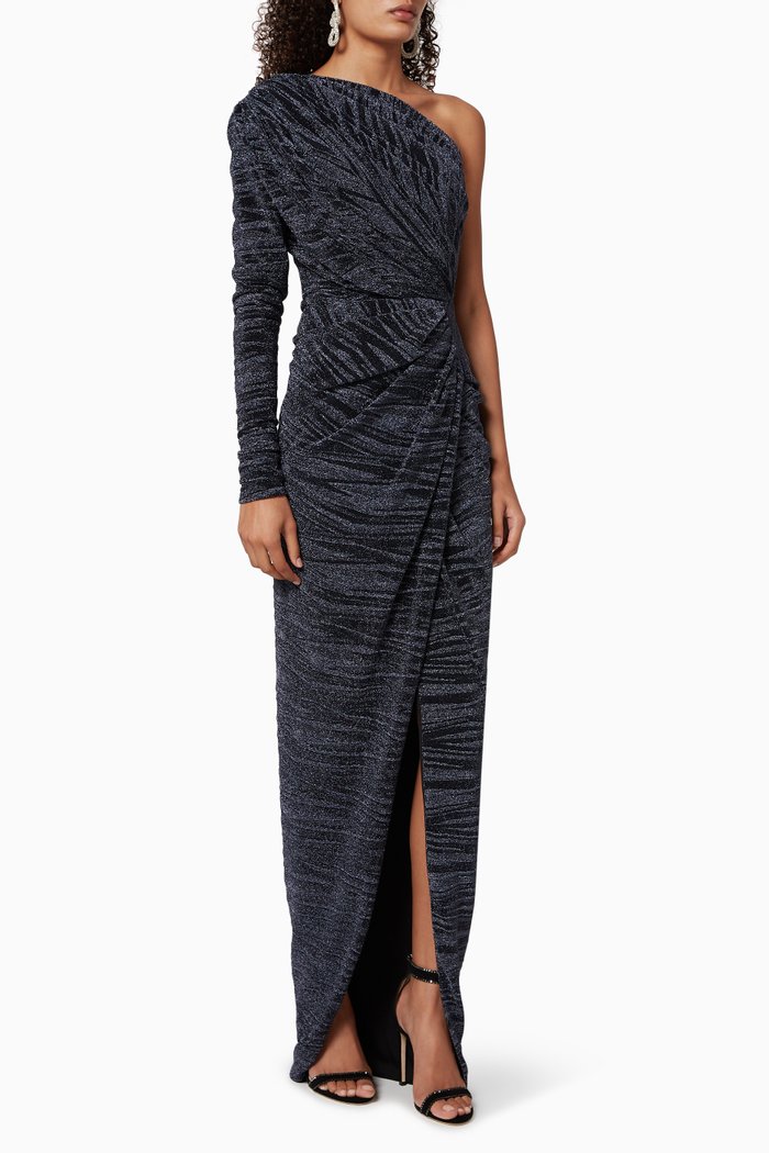 

One Shoulder Jersey Gown, Blue