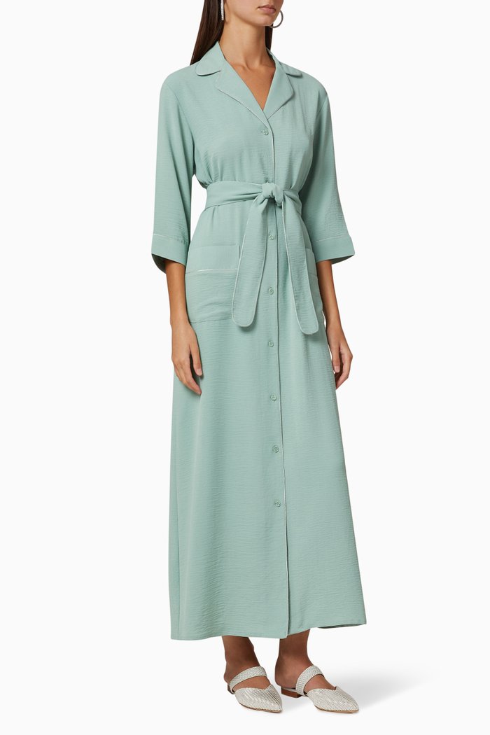 Belted Pyjama Dress, Green