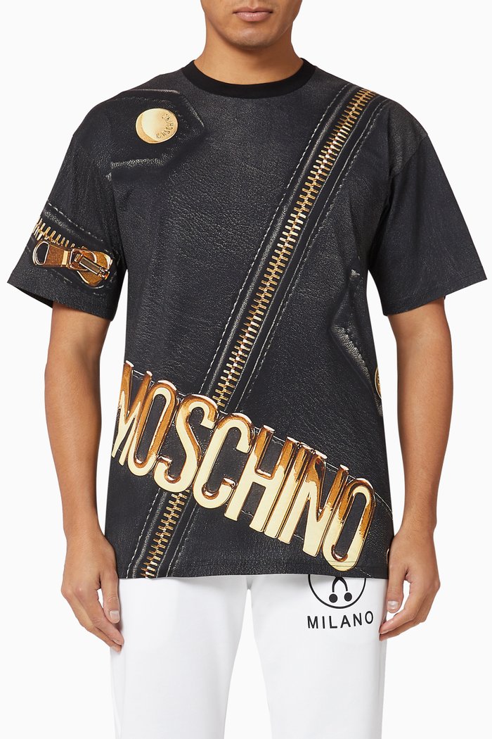 

Oversized Macro Biker Cotton T-Shirt, Black