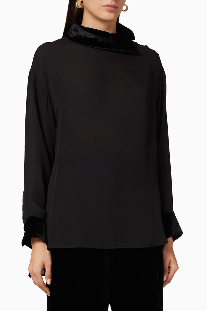 

Silk Georgette Top, Black