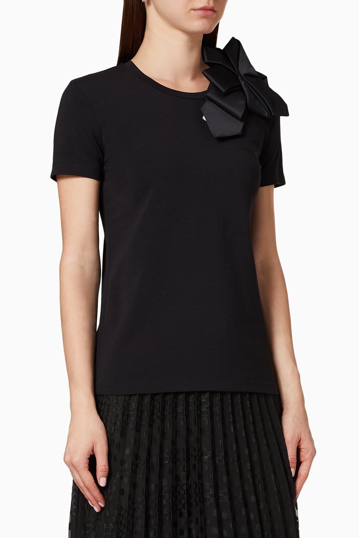 

Statement Bow Stretch Jersey T-Shirt, Black