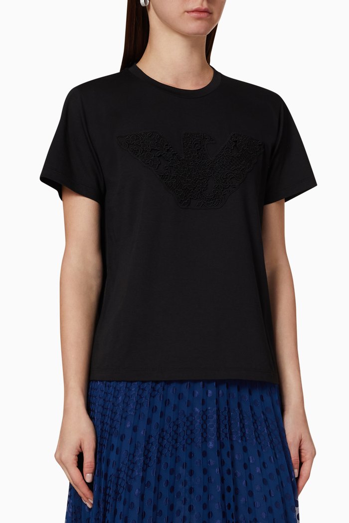 

Lace Eagle Jersey T-Shirt, Black