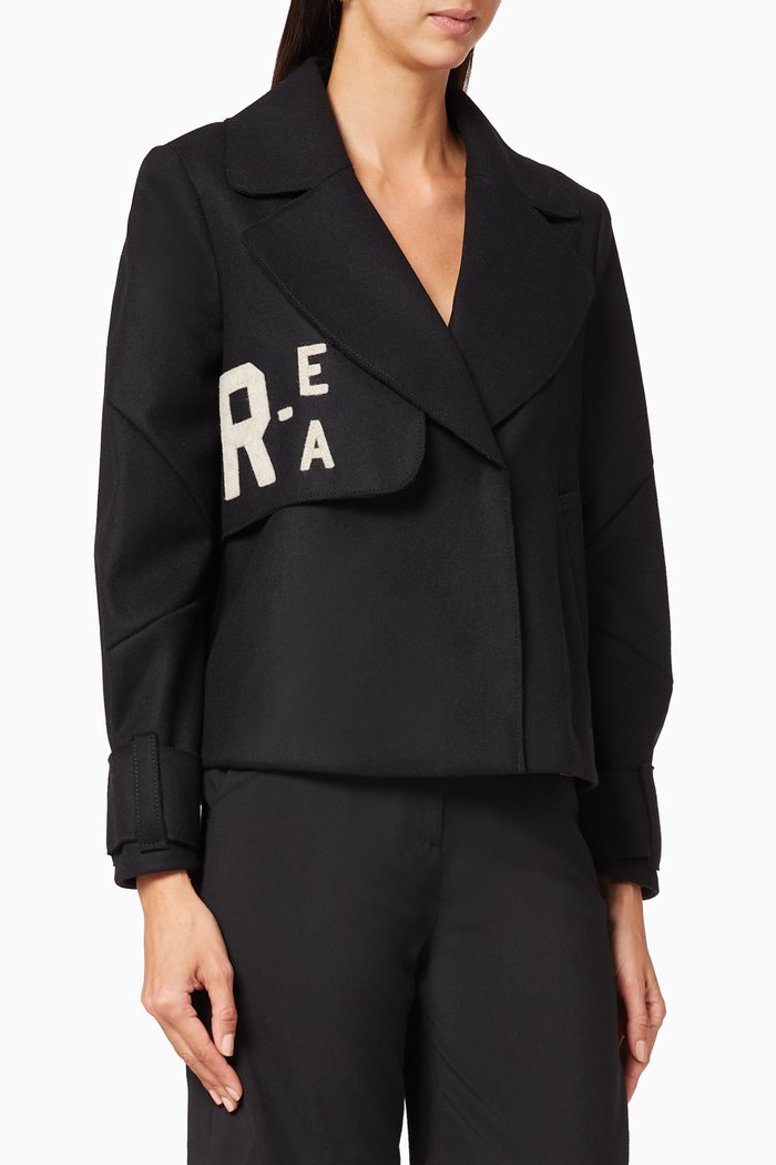 

Sustainable R-EA Quote Wool Blazer, Black