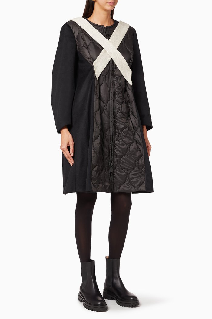 

Sustainable Criss-Cross Tape Wool Jacket, Black