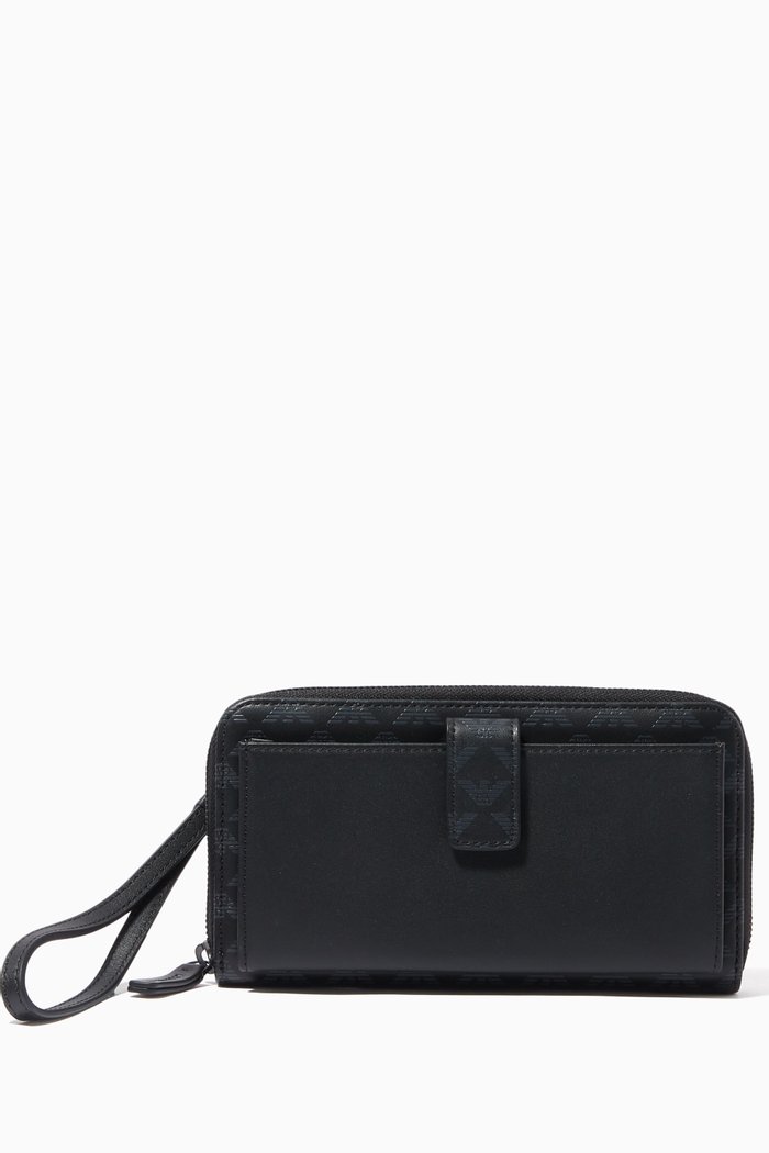 

Eagle Monogram Zip-Around Travel Pouch, Black