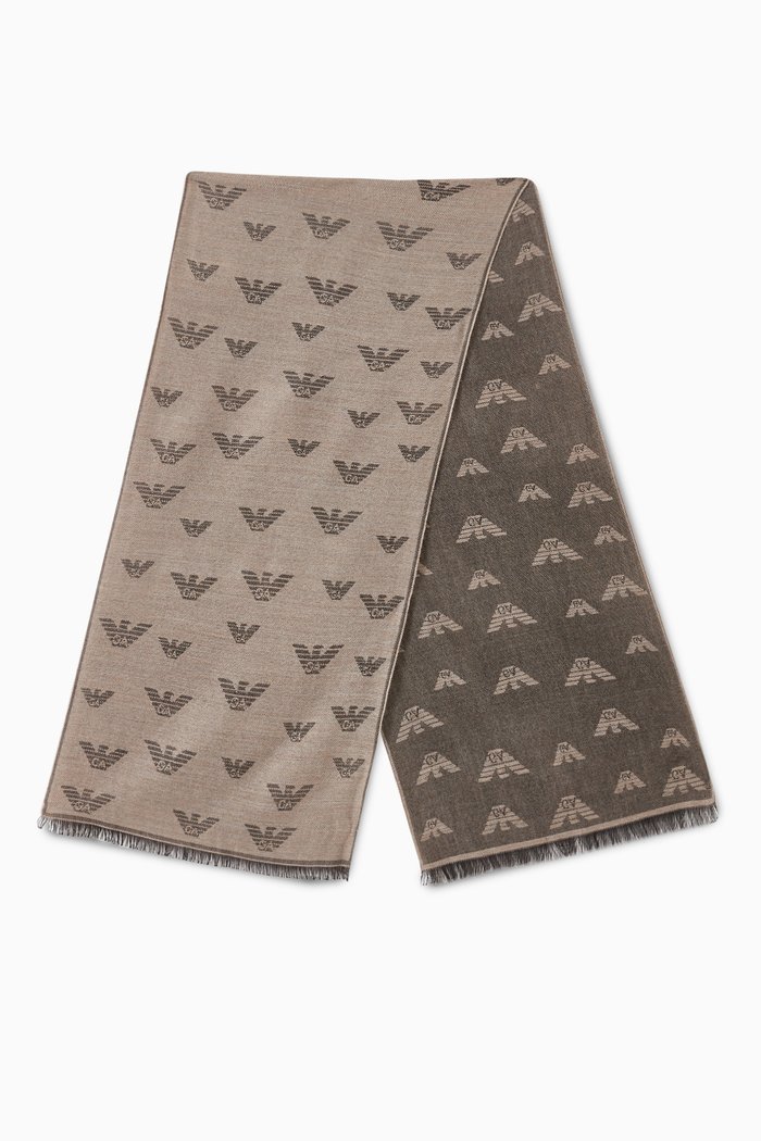 

Eagle Monogram Scarf in Wool, Neutral