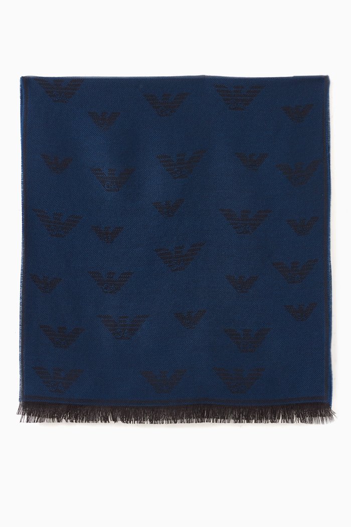 

Eagle Monogram Scarf in Wool, Blue