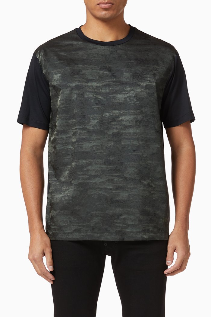 

Watercolour Print Jacquard T-Shirt, Black