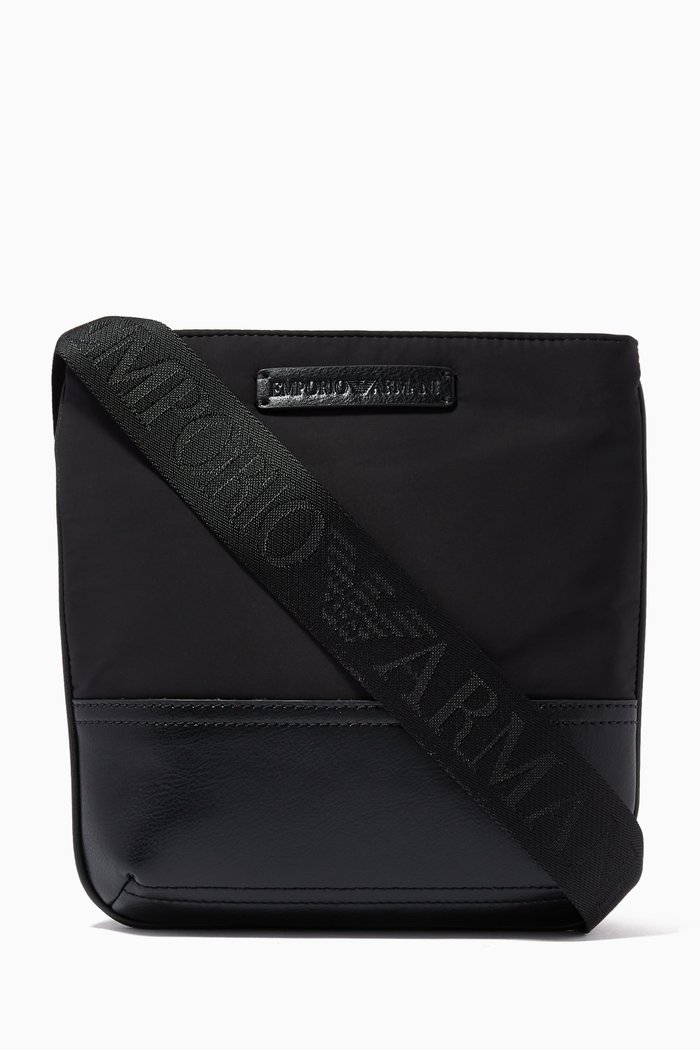 

EA Text Crossbody Bag, Black