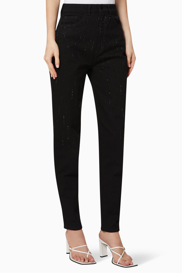 

J79 Rhinestones Denim Jeans, Black