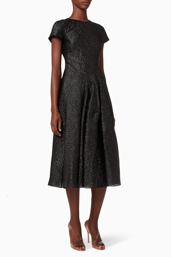

Organza Cloqué Midi Dress, Black