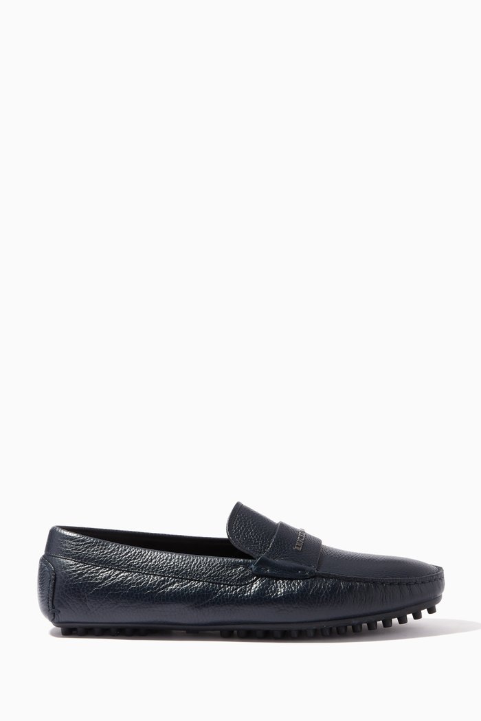 Driver Moccasins in Leather, Blue