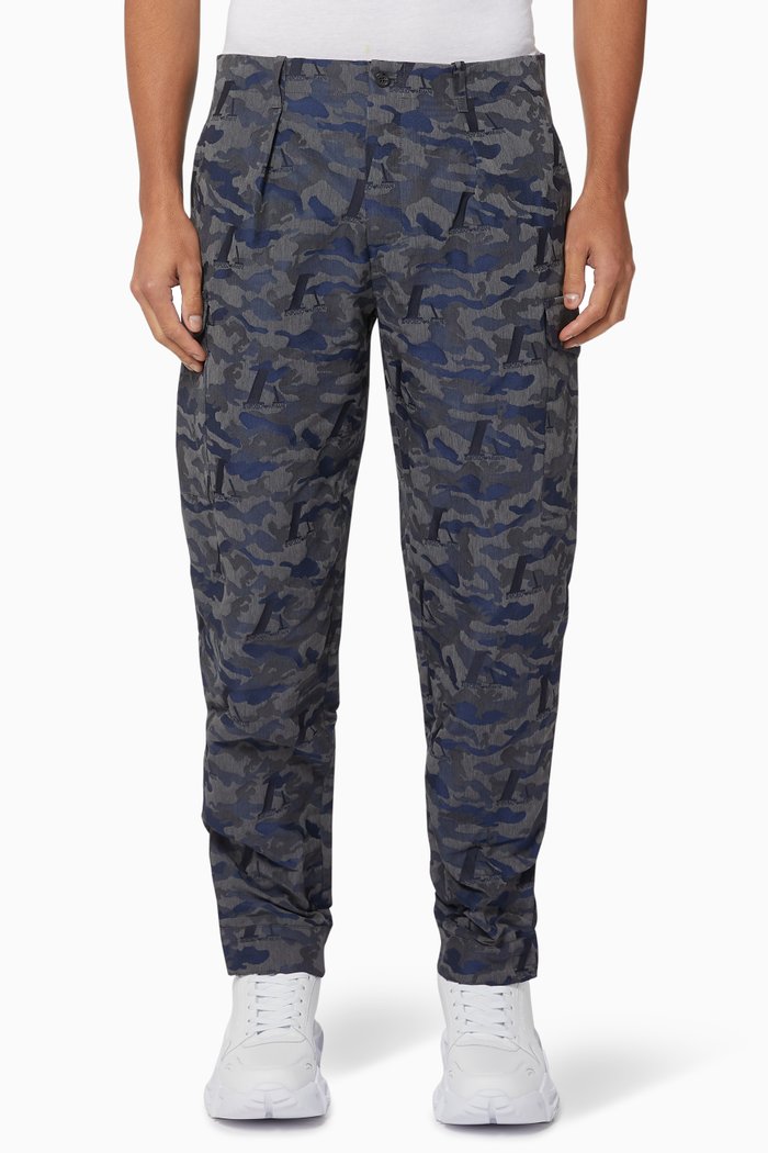 

Camo Jacquard Cargo Pants, Blue