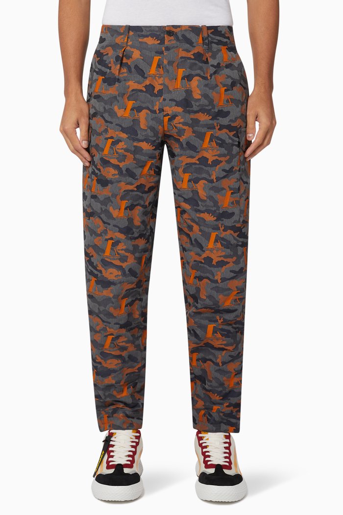 

Camo Jacquard Cargo Pants, Orange