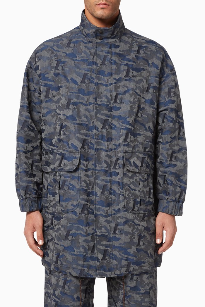 

EA Camo Jacquard Pea Coat, Blue