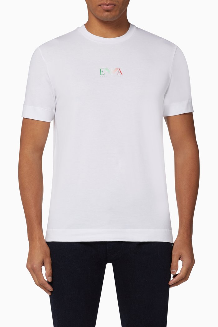 EA Micro Eagle Tri-Coloured Jersey T-Shirt, White