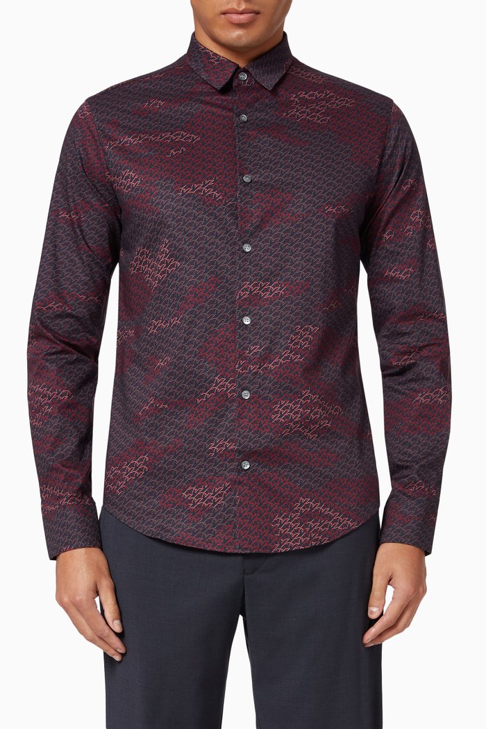 

Micro EA Camouflage Cotton Shirt, Red