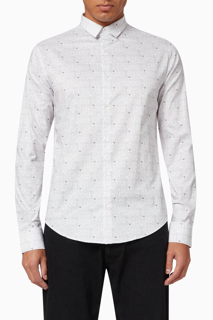 

Micro EA Camouflage Cotton Shirt, Grey