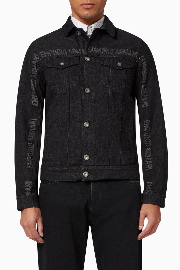

EA Text Denim Jacket, Black
