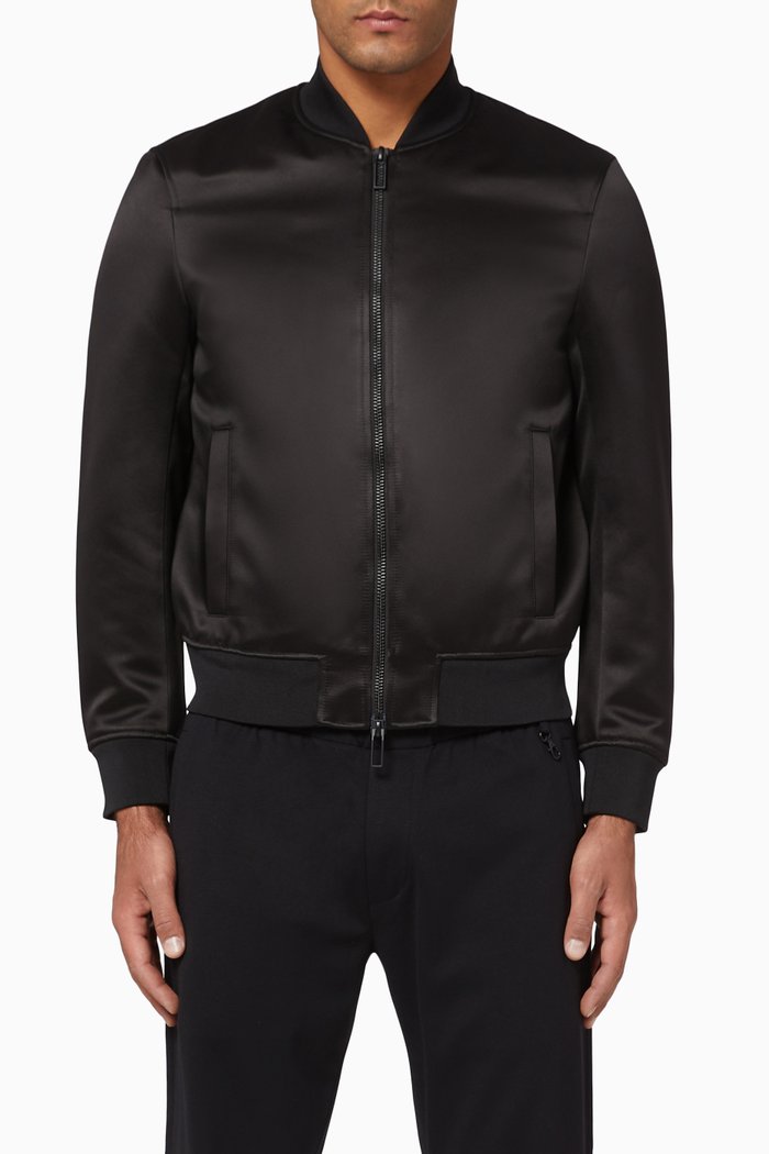 

EA Milano Satin Bomber Jacket, Black