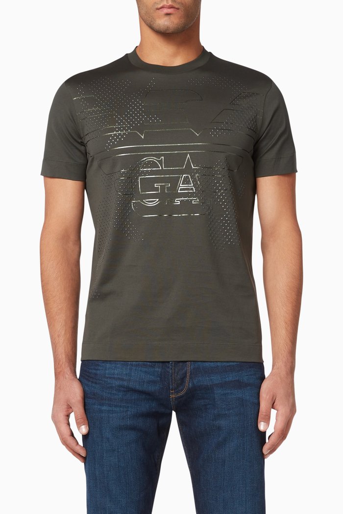 

GA Macro Eagle Studded Jersey T-Shirt, Green