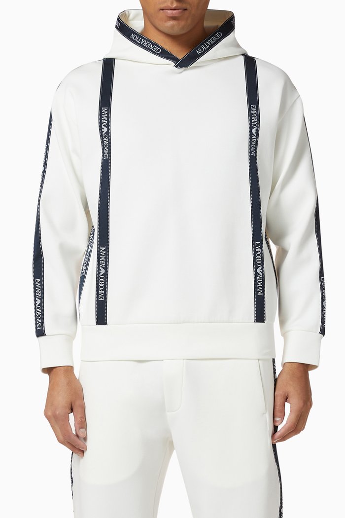 

EA Tape Hooded Jersey Sweatshirt, White