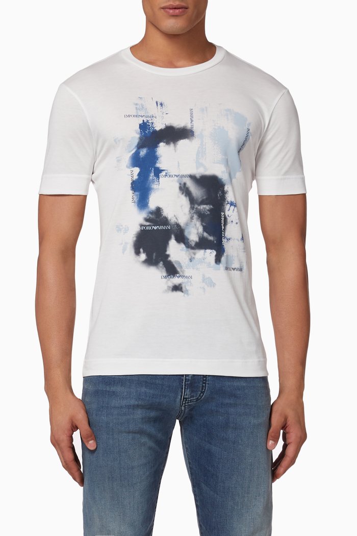 

Watercolour Eagle Logo Cotton T-Shirt, White