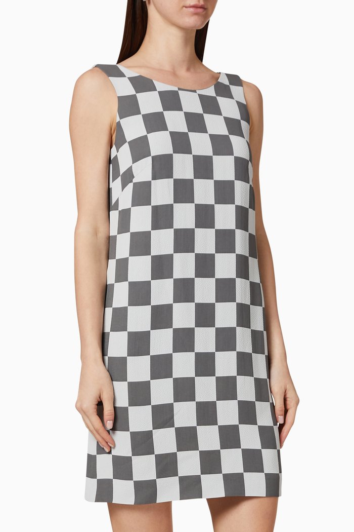 

Checkered Cady Mini Jacquard Dress, Grey