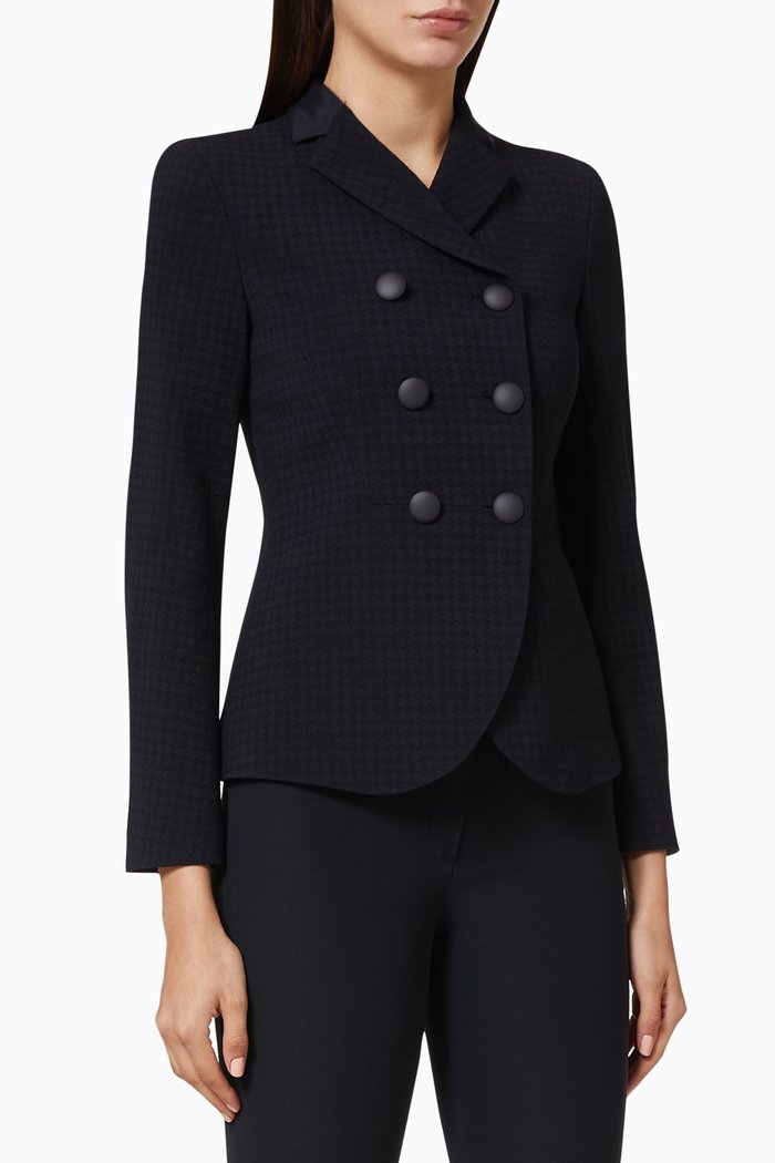 

Houndstooth Virgin Wool Blazer, Blue