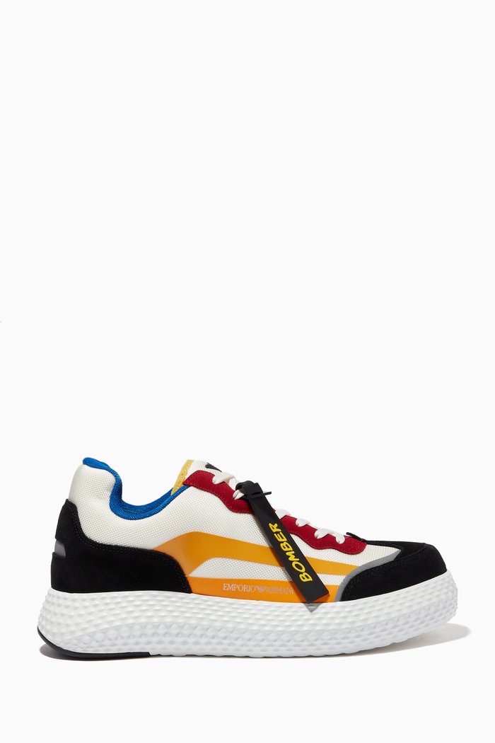 

Low-Top Sneakers in Suede & Mesh, Black