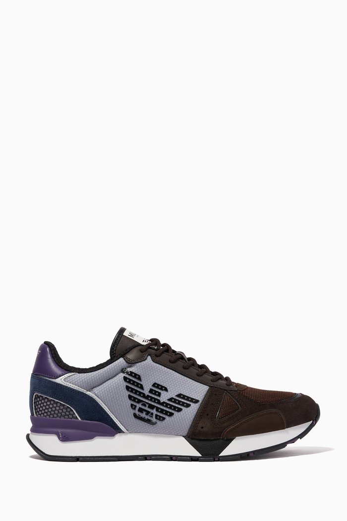 

Cordura & Bovine Leather Sneakers, Brown