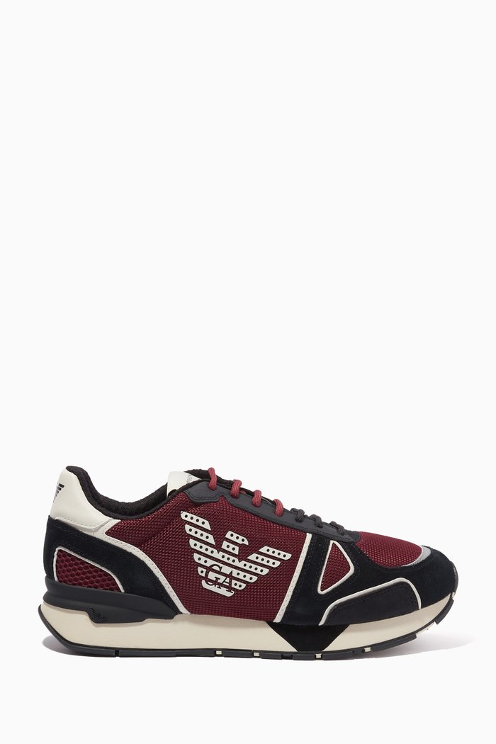 

EA Eagle Sneakers in Mesh & Suede, Red