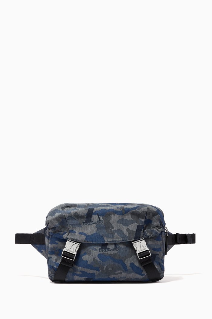 

Camo Jacquard Belt Bag in Nylon, Blue
