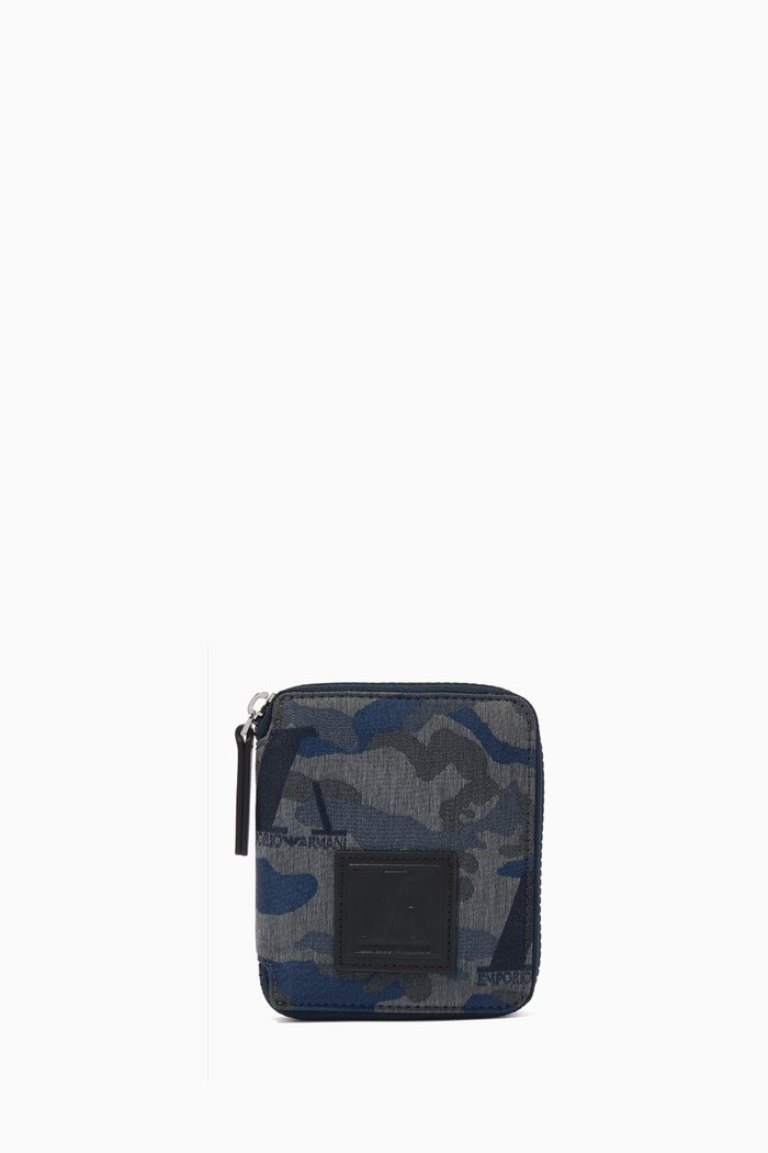 

Camo Zip-Around Bifold Wallet, Blue