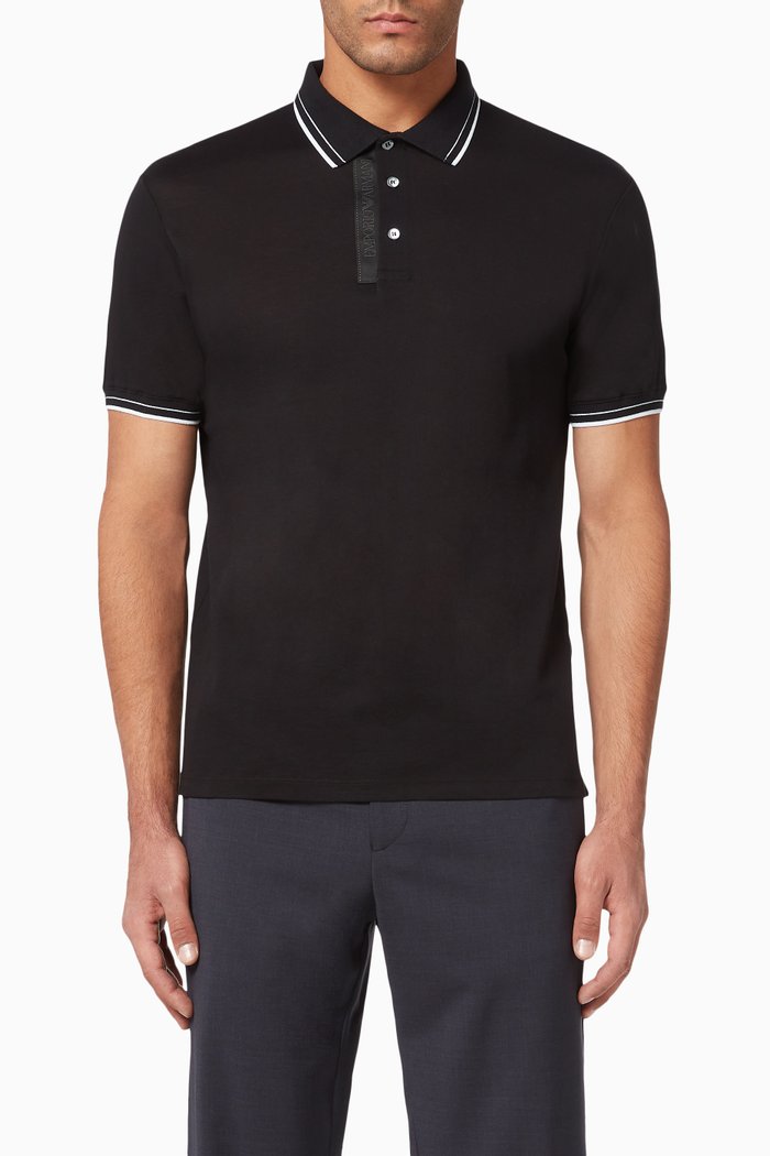 

EA Tape Mercerised Polo Shirt, Black