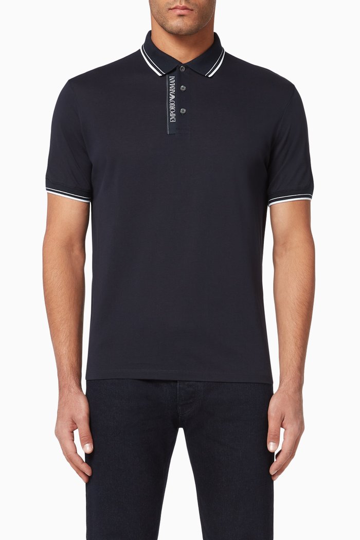 EA Tape Mercerised Polo Shirt, Blue
