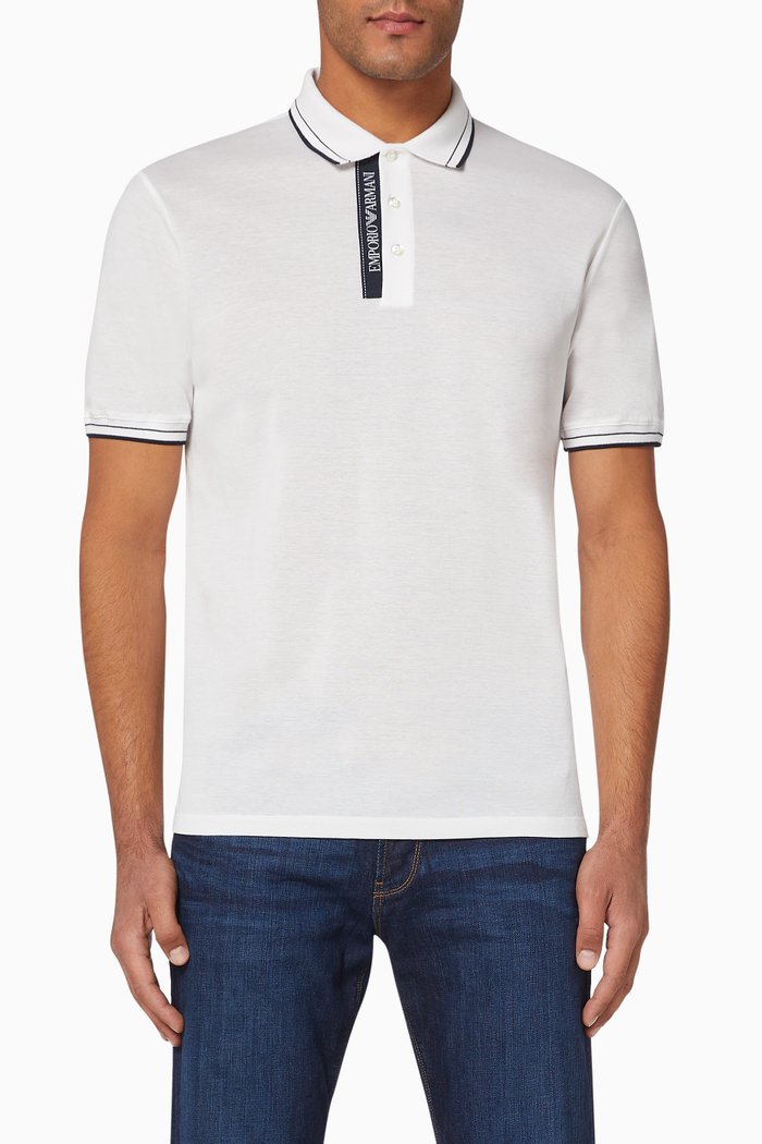 

EA Tape Mercerised Polo Shirt, White