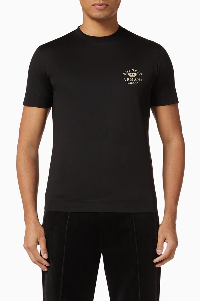 

EA Lettering & Emoji Patch Jersey T-Shirt, Black