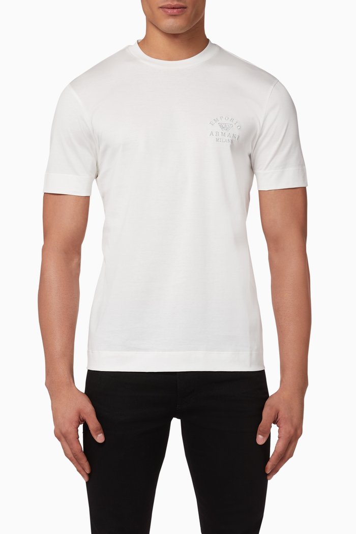 

EA Lettering & Emoji Patch Jersey T-Shirt, White