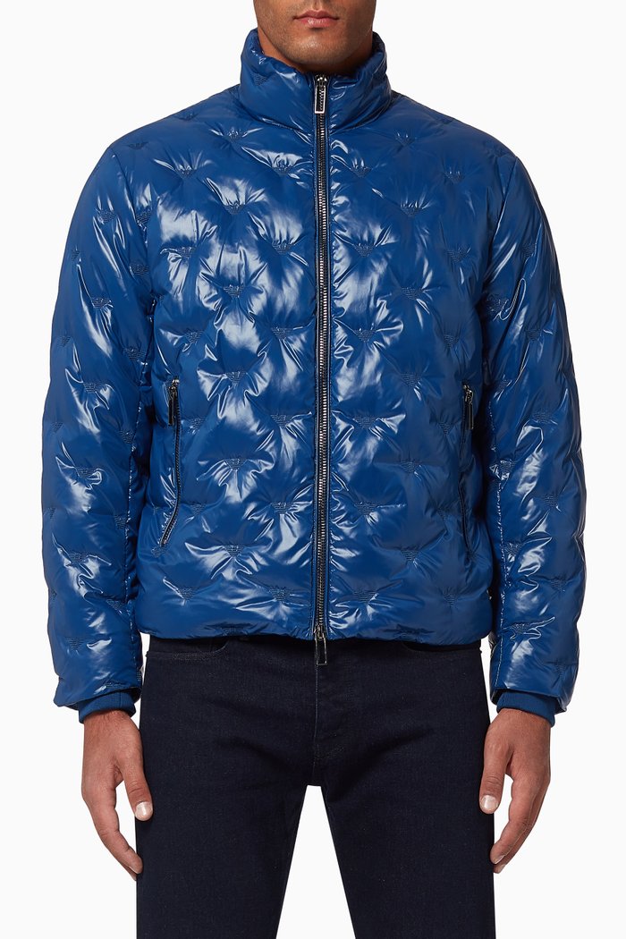 

EA Micro Eagle Quilted Puffer Jacket, Blue
