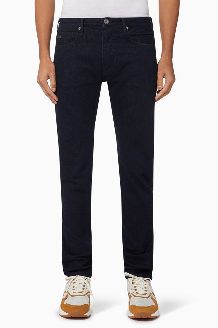 

EA Text Slim-Fit Denim Jeans, Blue