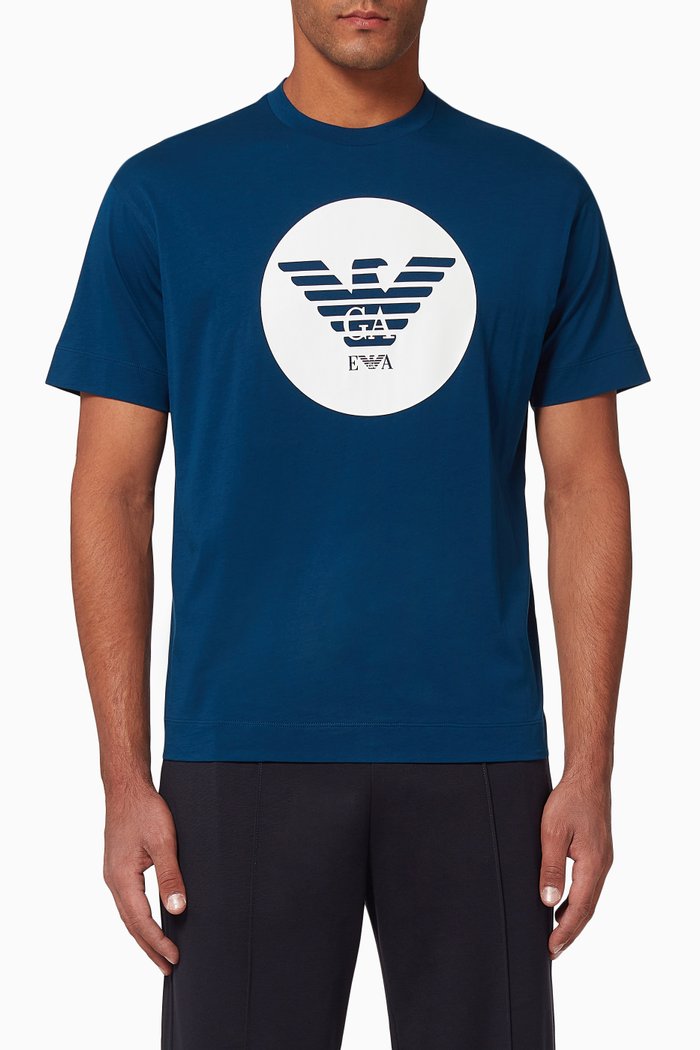 

EA Eagle Circle Print Jersey T-Shirt, Blue