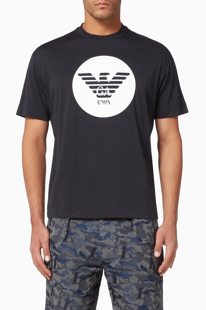 

EA Eagle Circle Print Jersey T-Shirt, Blue