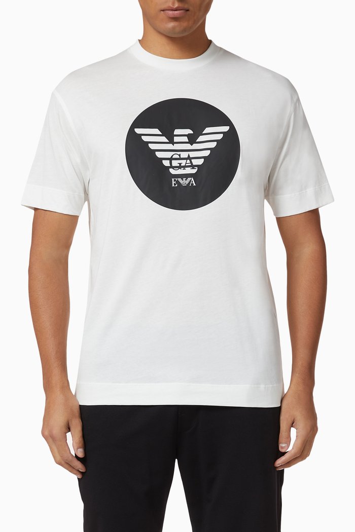 

EA Eagle Circle Print Jersey T-Shirt, White