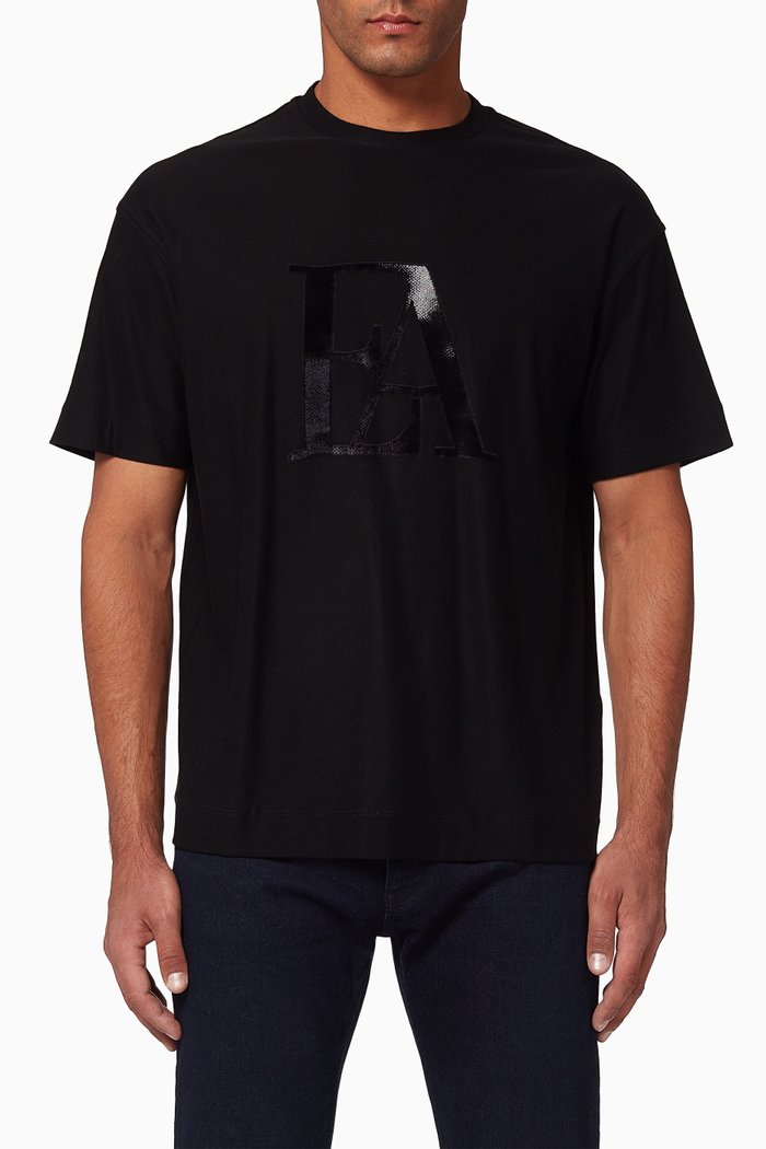 EA Macro Watercolour Jersey T-Shirt, Black