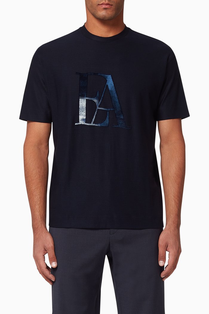 EA Macro Watercolour Jersey T-Shirt, Blue